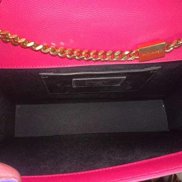 Authentic YSL Saint Laurent Hot Pink Kate Leather Chain Crossbody Bag - Picture 9 of 13
